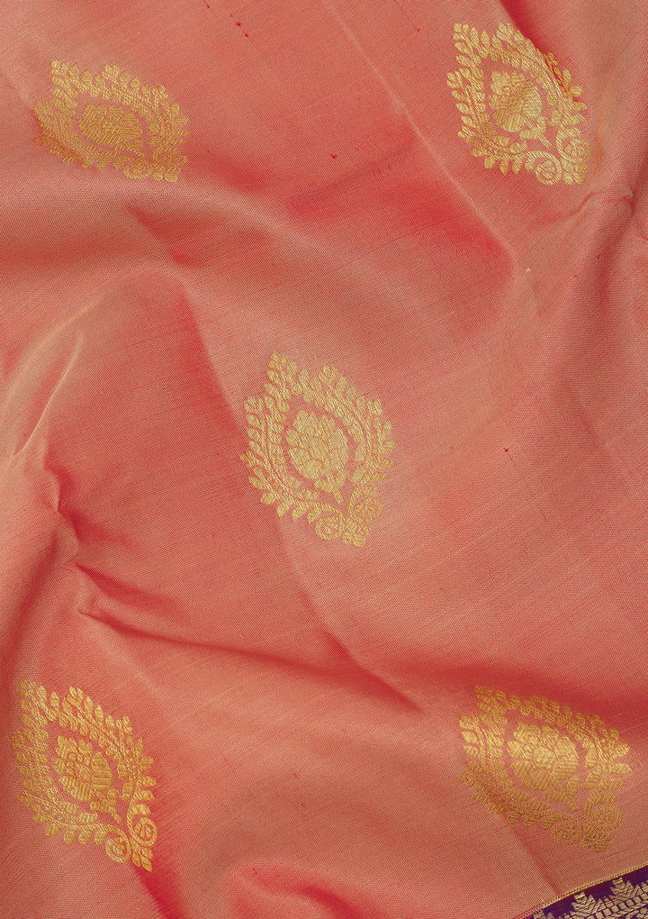 Peach Zariwork Pure Silk Saree
