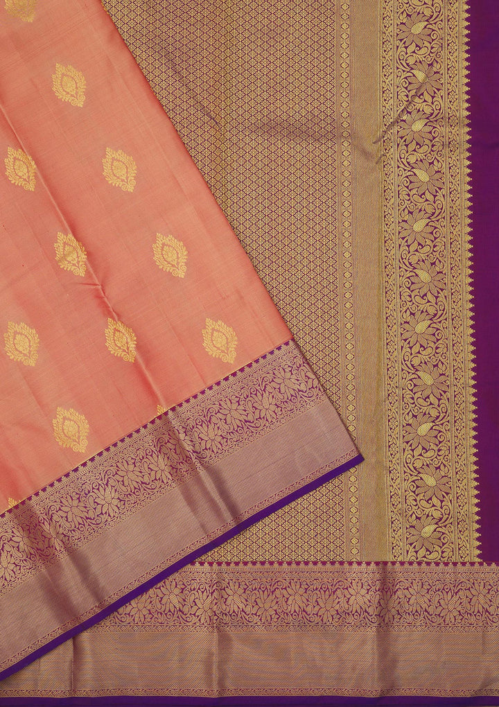 Peach Zariwork Pure Silk Saree