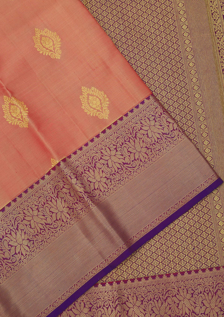 Peach Zariwork Pure Silk Saree
