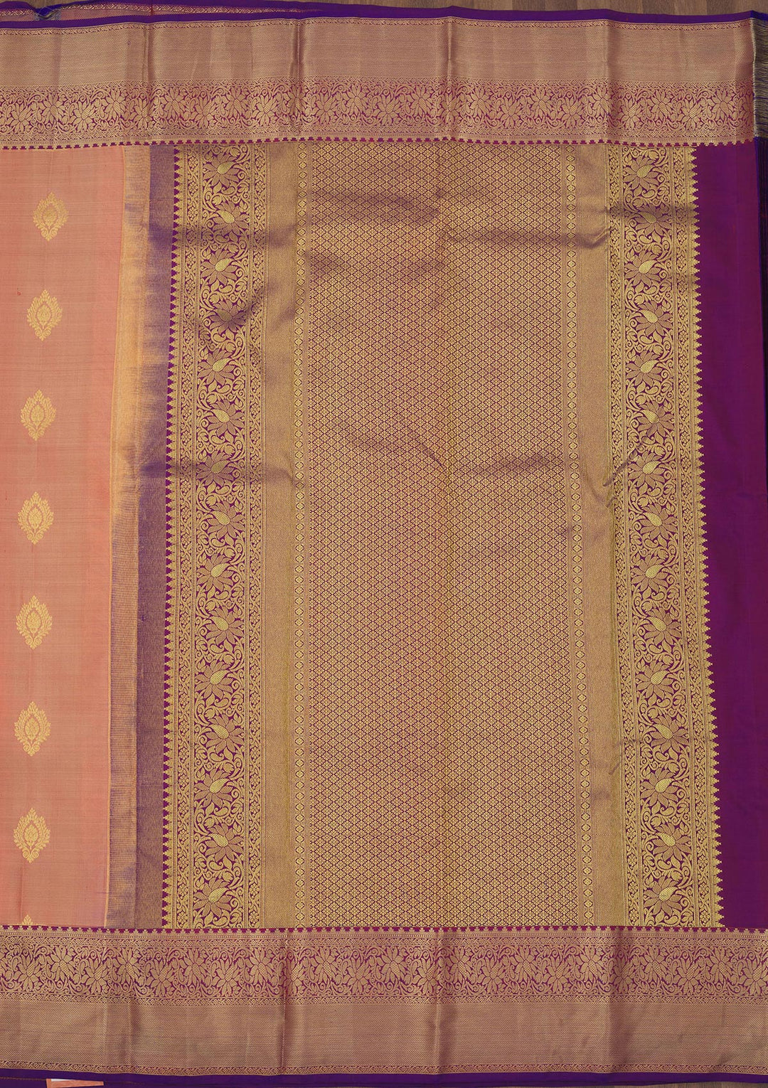 Peach Zariwork Pure Silk Saree