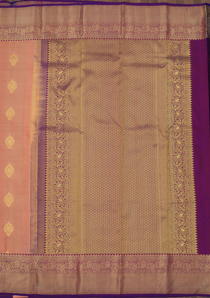 Peach Zariwork Pure Silk Saree
