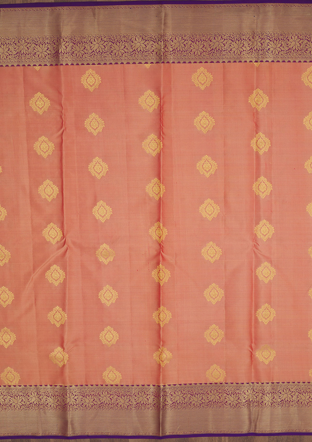 Peach Zariwork Pure Silk Saree