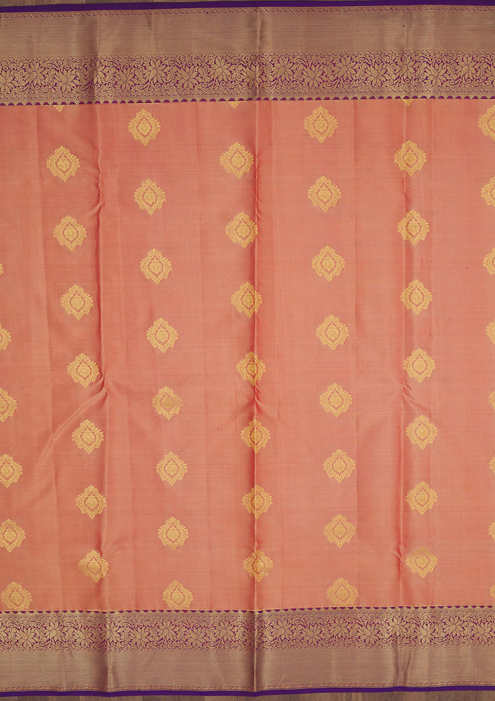 Peach Zariwork Pure Silk Saree