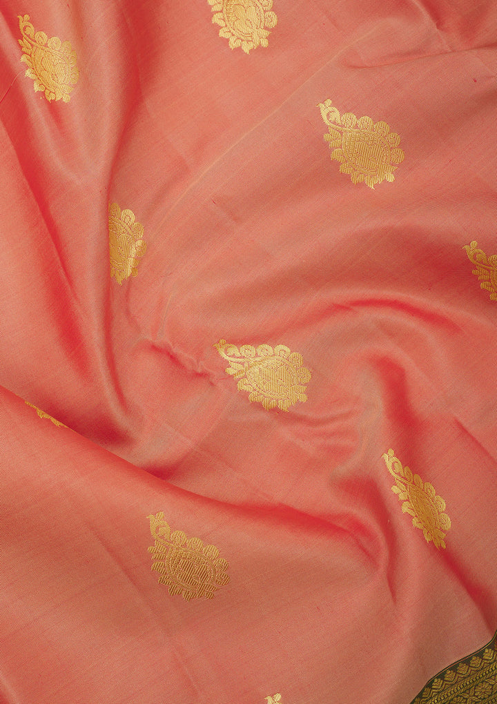 Peach Zariwork Pure Silk Saree