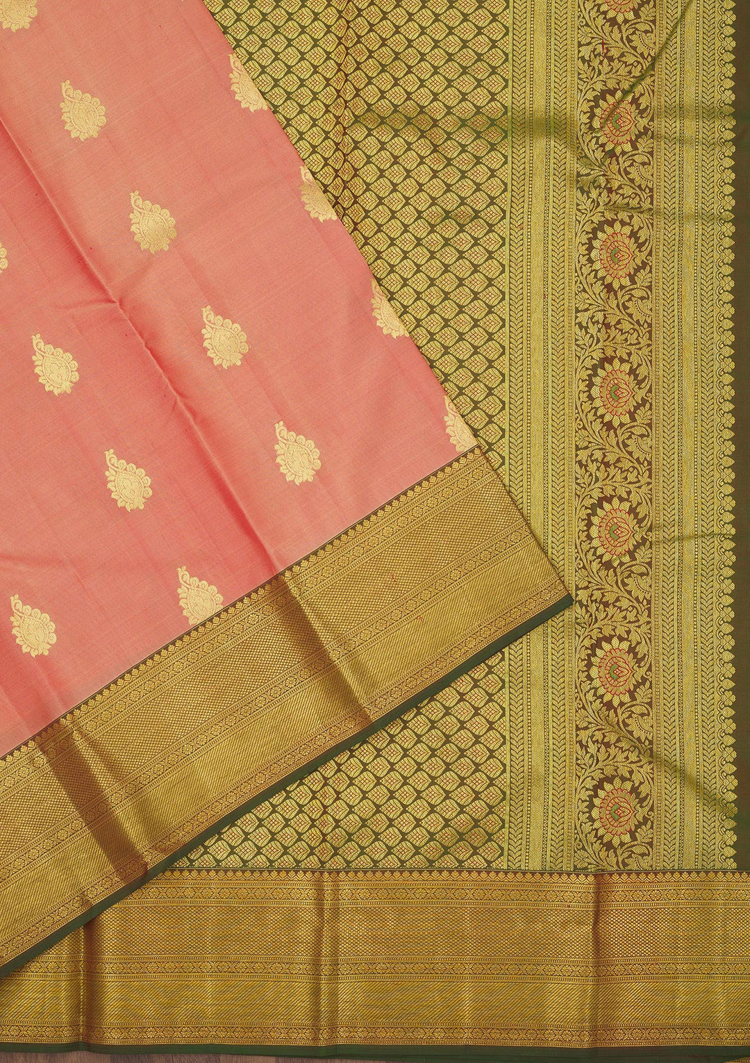 Peach Zariwork Pure Silk Saree