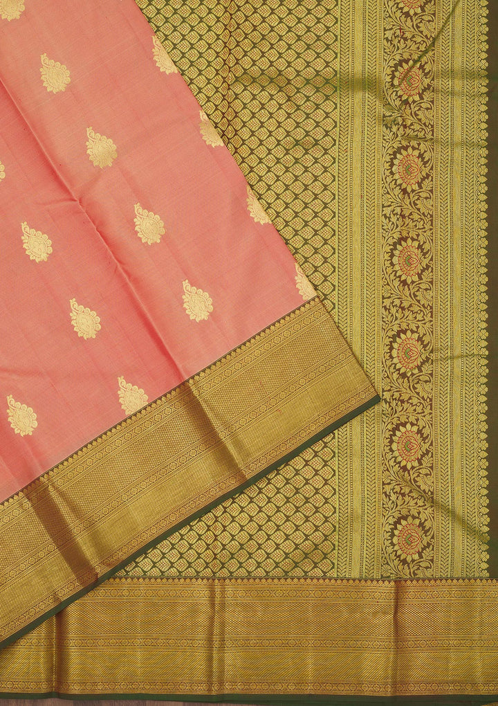 Peach Zariwork Pure Silk Saree