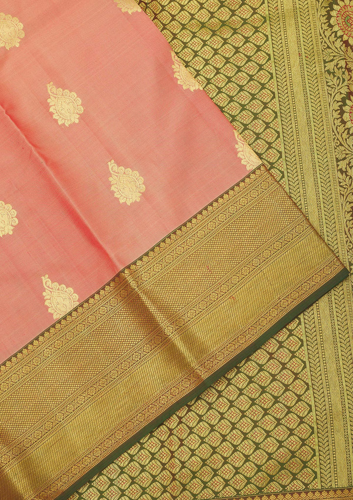 Peach Zariwork Pure Silk Saree