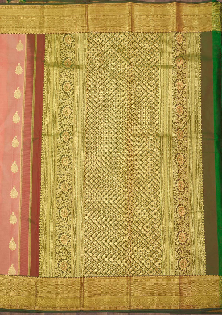 Peach Zariwork Pure Silk Saree