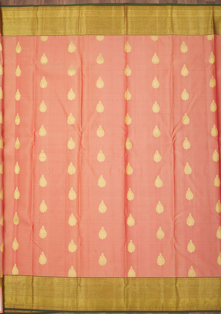 Peach Zariwork Pure Silk Saree