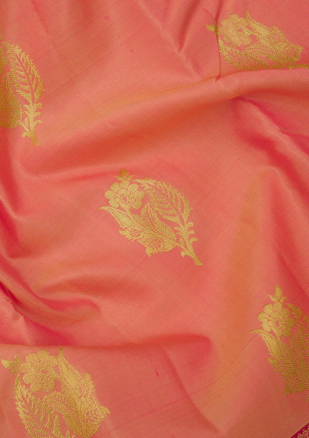 Peach Zariwork Pure Silk Saree