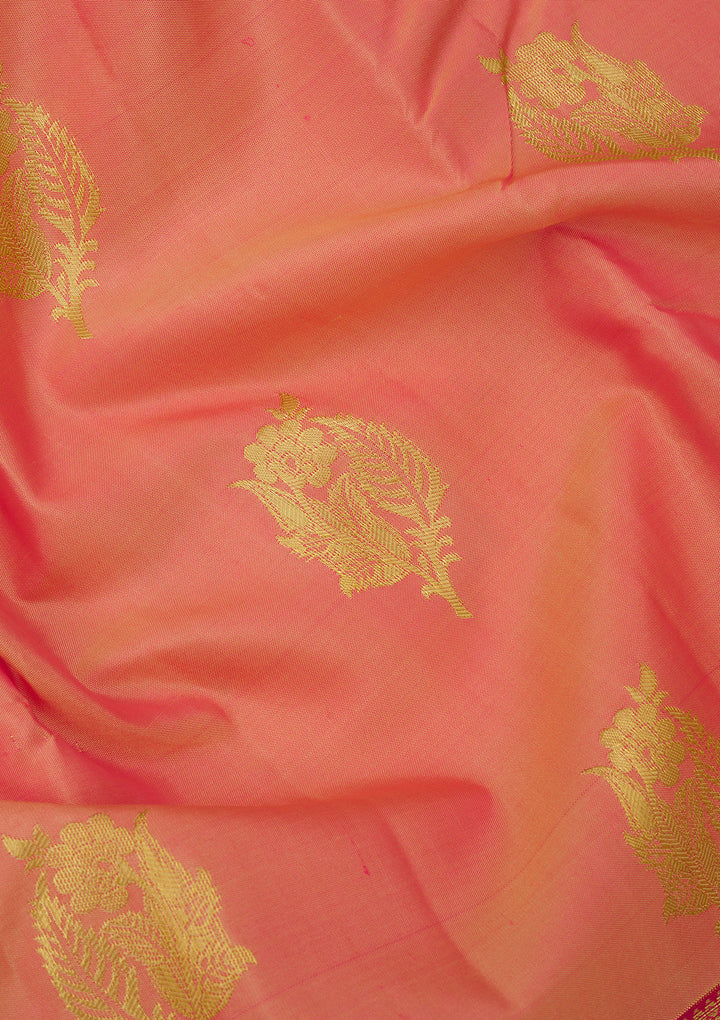 Peach Zariwork Pure Silk Saree