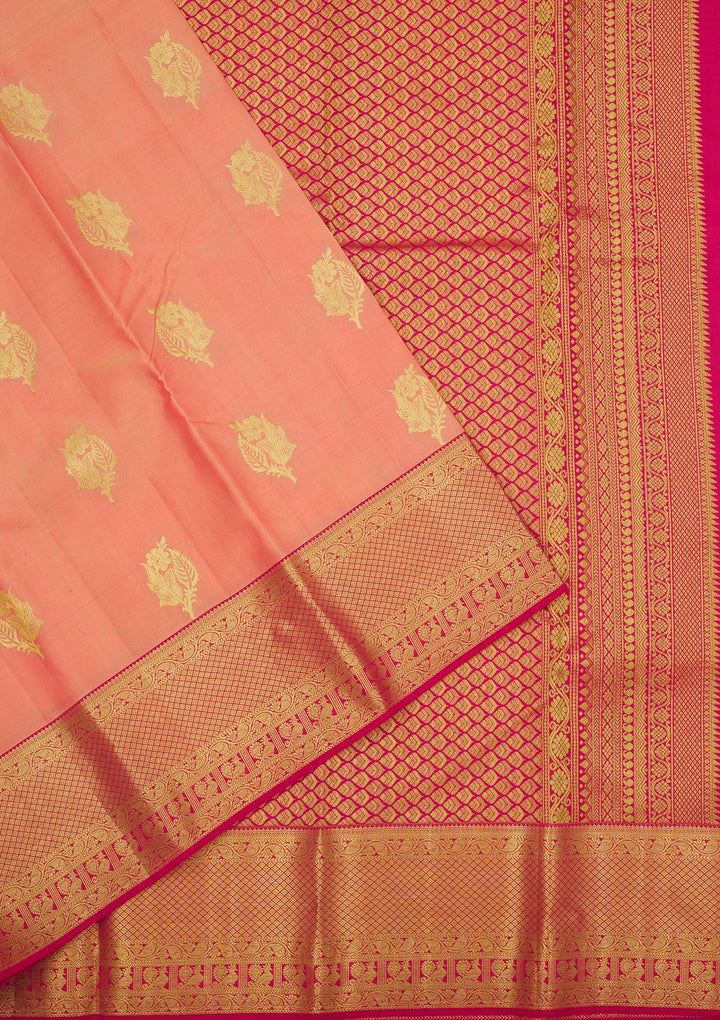 Peach Zariwork Pure Silk Saree