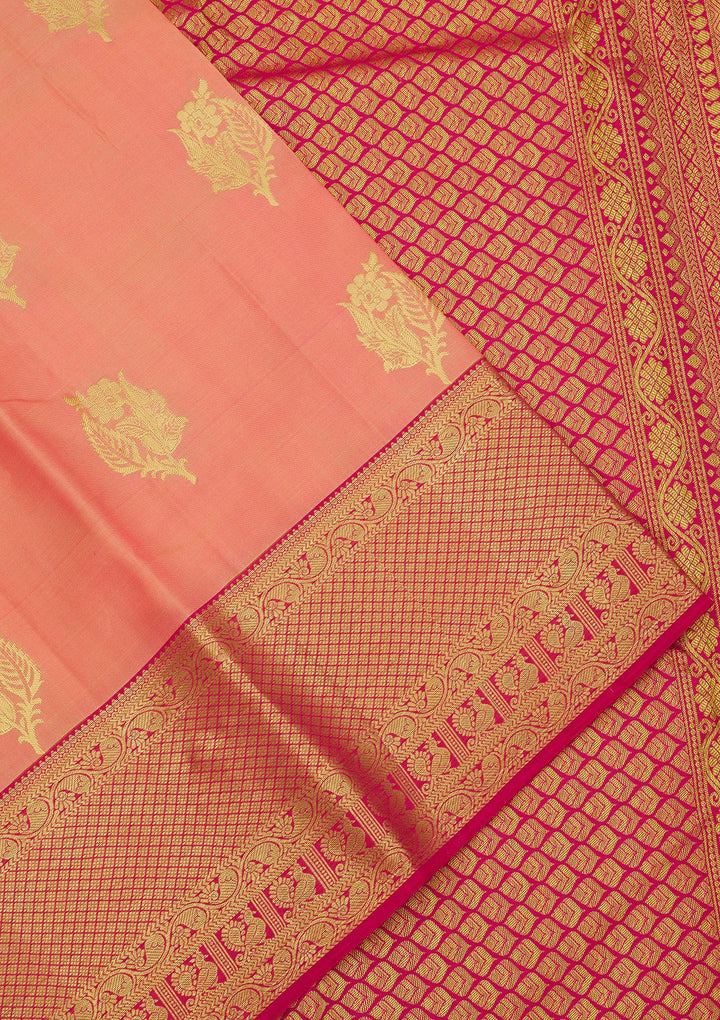 Peach Zariwork Pure Silk Saree