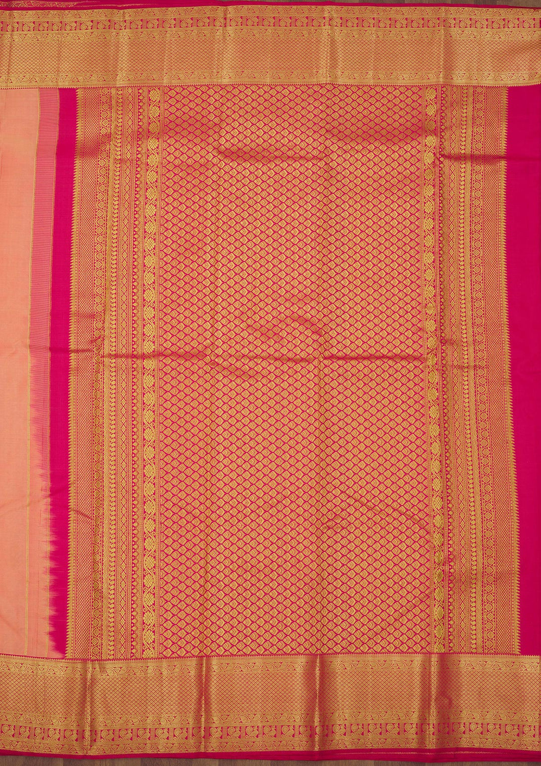 Peach Zariwork Pure Silk Saree