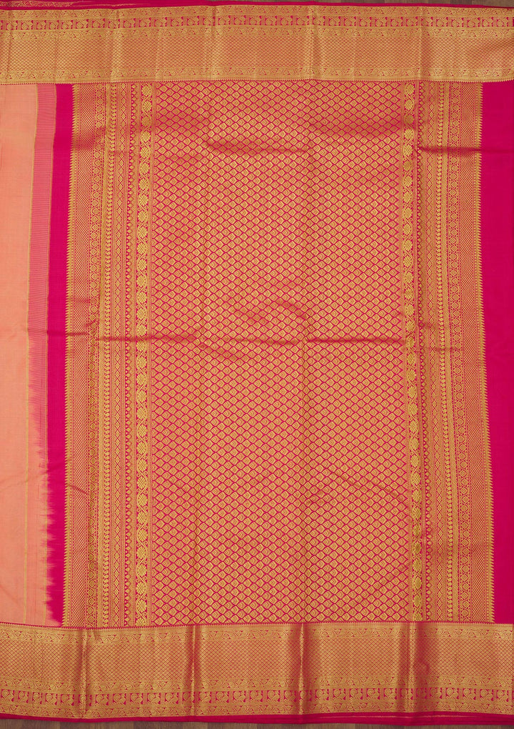 Peach Zariwork Pure Silk Saree