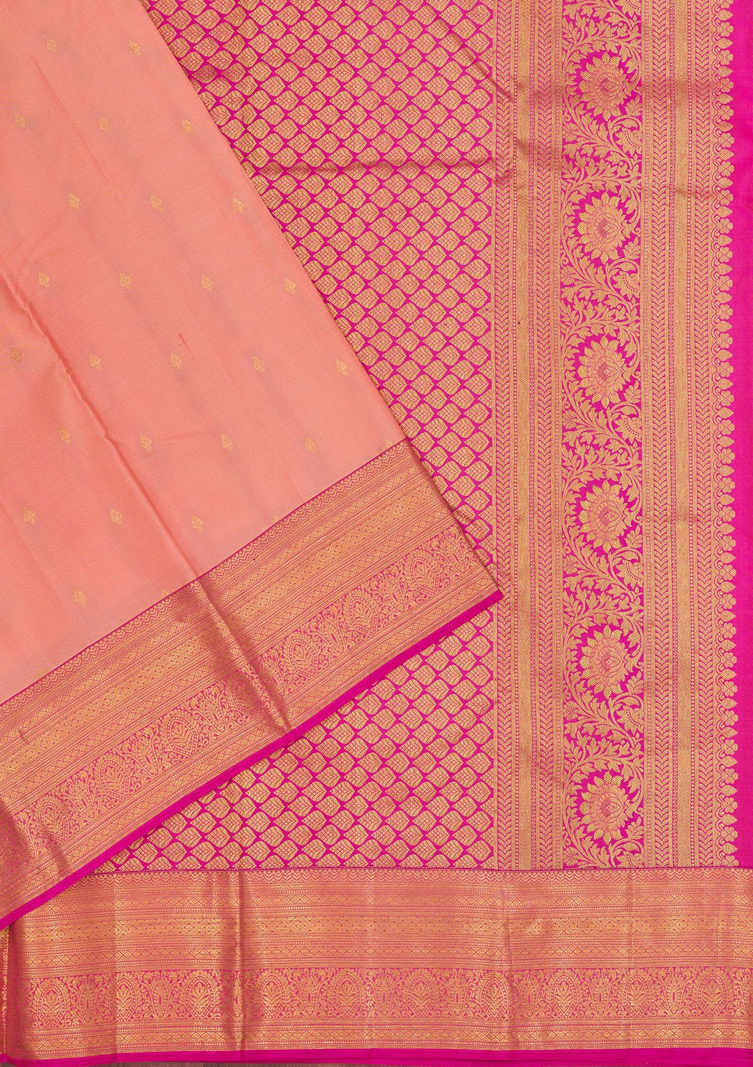 Peach Zariwork Pure Silk Saree