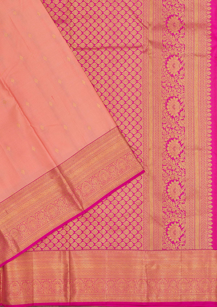 Peach Zariwork Pure Silk Saree