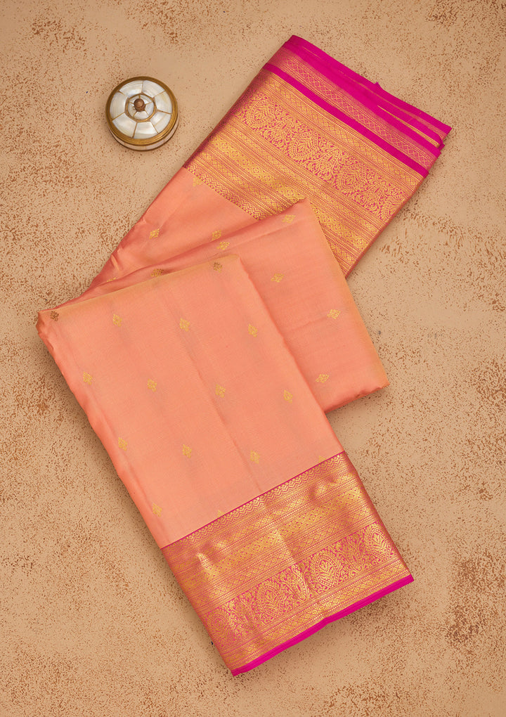 Peach Zariwork Pure Silk Saree