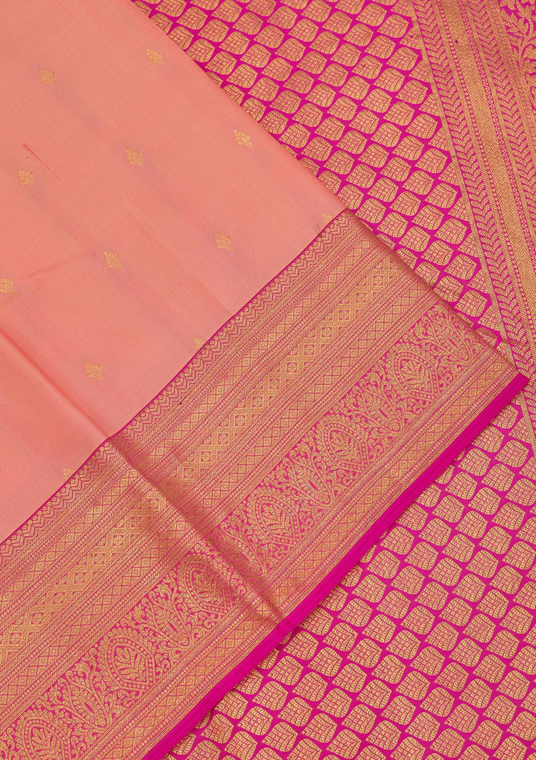 Peach Zariwork Pure Silk Saree