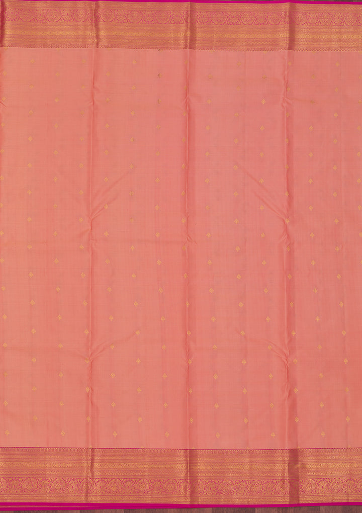 Peach Zariwork Pure Silk Saree