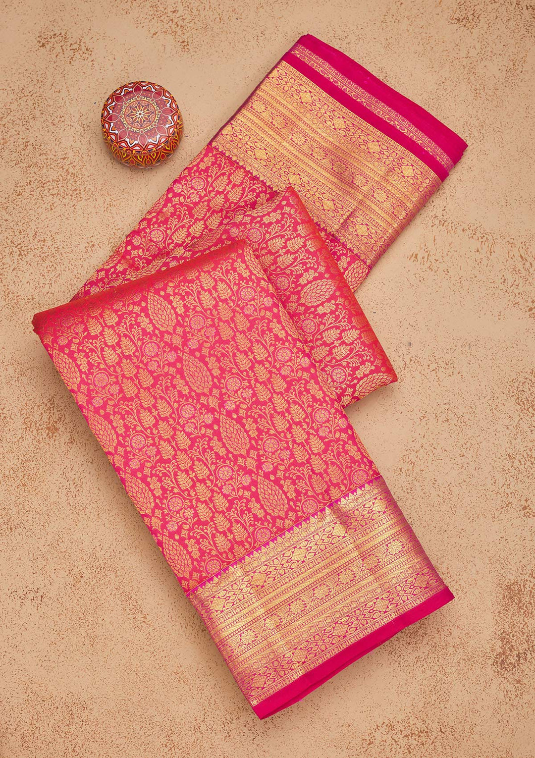 Peach Zariwork Pure Silk Saree