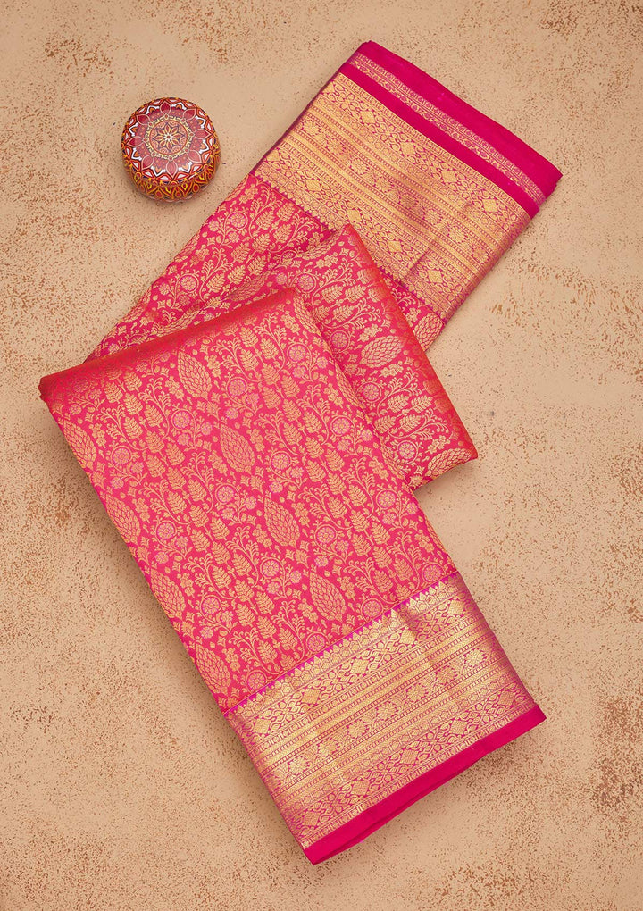 Peach Zariwork Pure Silk Saree