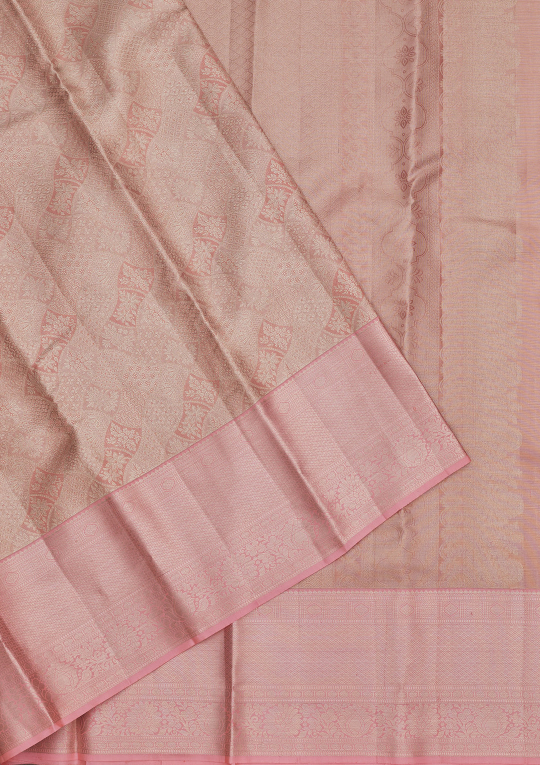 Peach Zariwork Pure Silk Saree