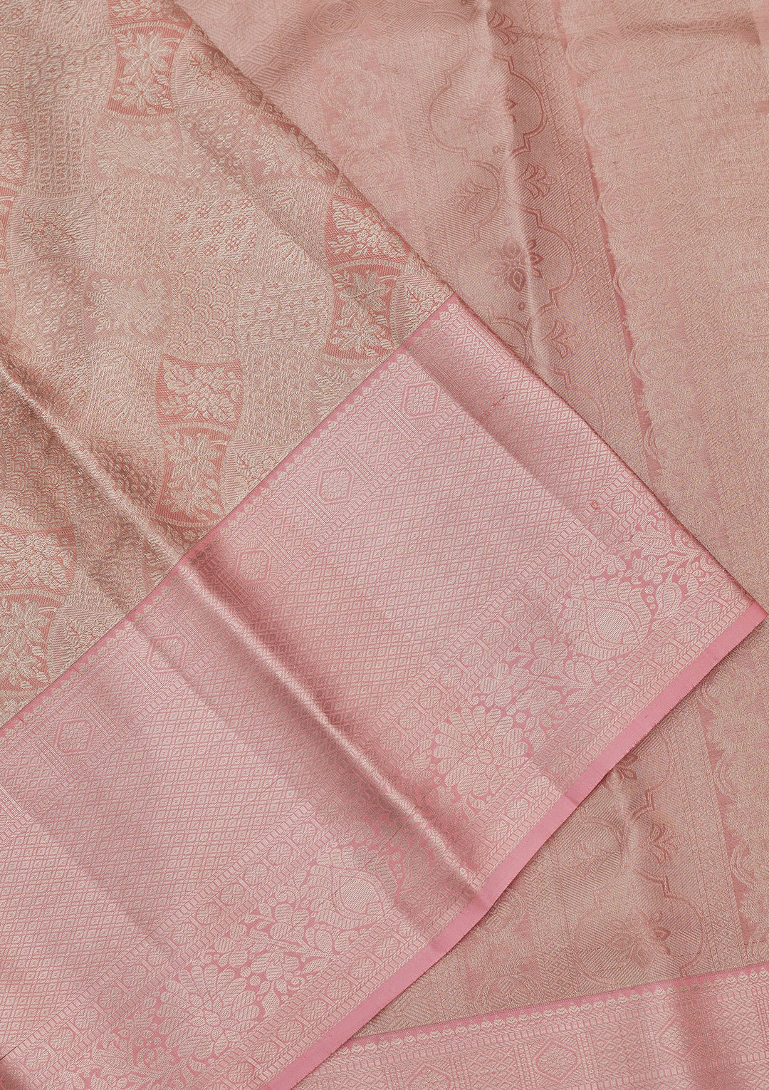 Peach Zariwork Pure Silk Saree