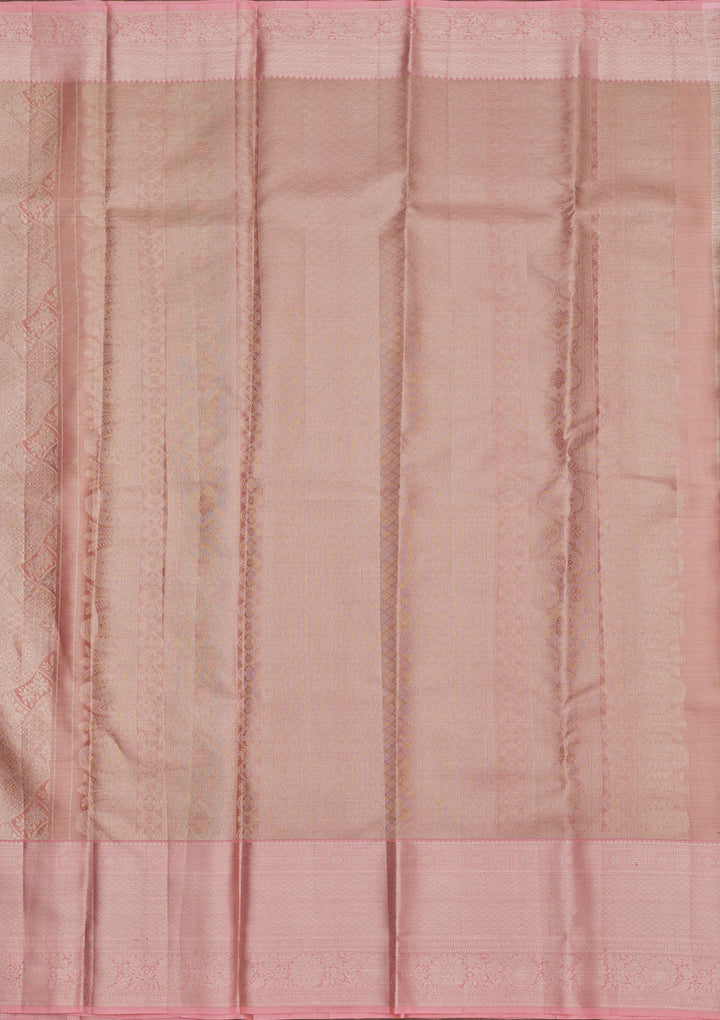 Peach Zariwork Pure Silk Saree