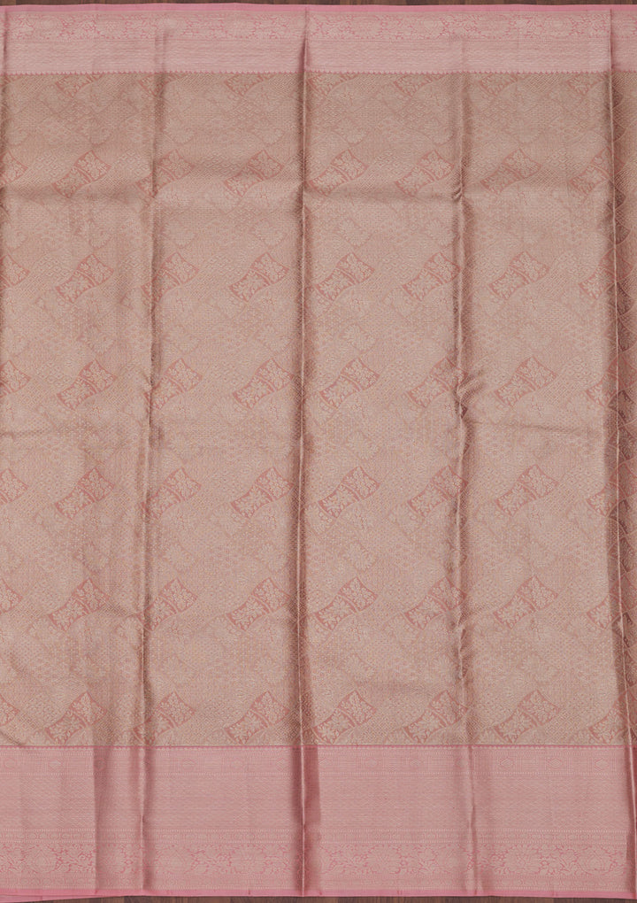 Peach Zariwork Pure Silk Saree