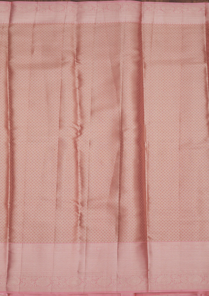Peach Zariwork Pure Silk Saree