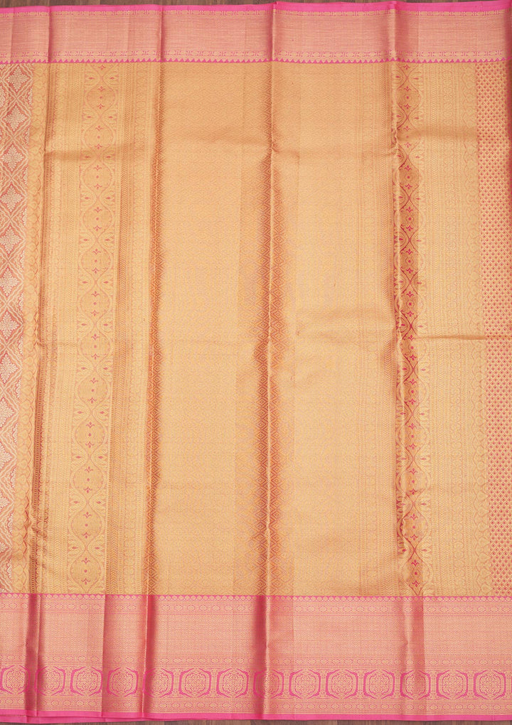 Peach Zariwork Pure Silk Saree
