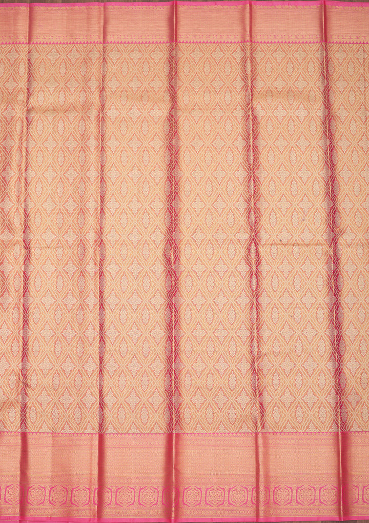 Peach Zariwork Pure Silk Saree