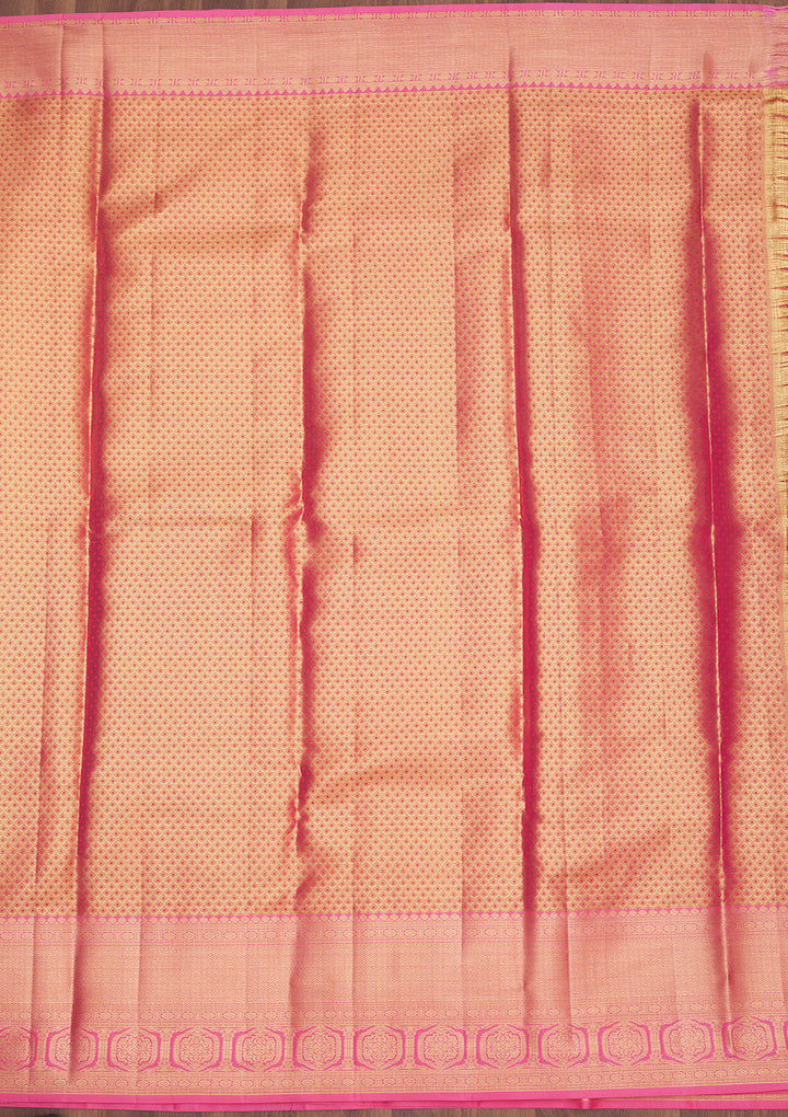 Peach Zariwork Pure Silk Saree