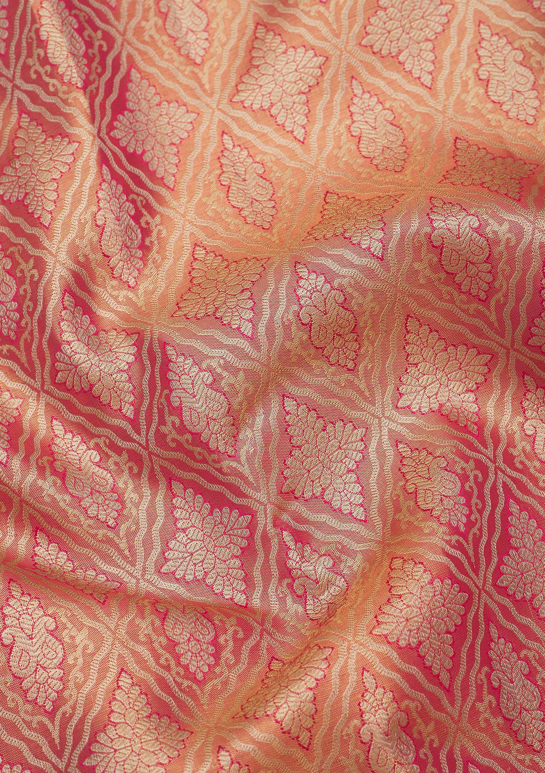 Peach Zariwork Pure Silk Saree