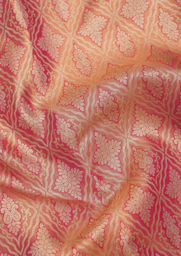 Peach Zariwork Pure Silk Saree