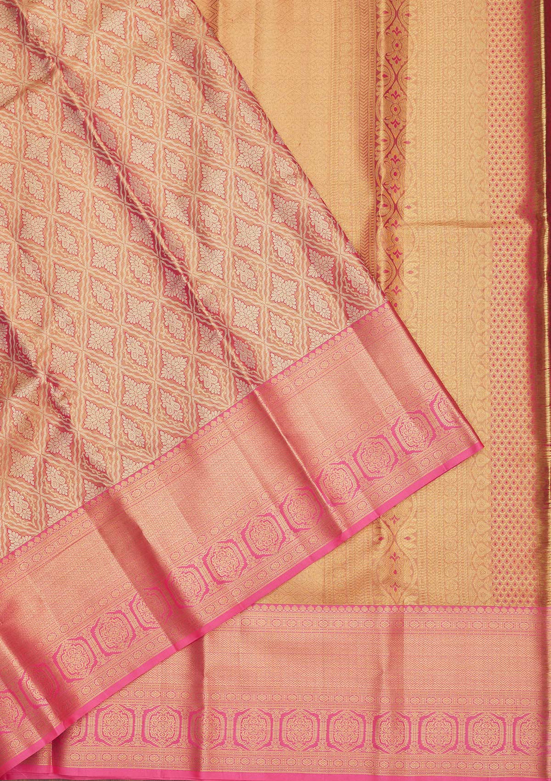Peach Zariwork Pure Silk Saree