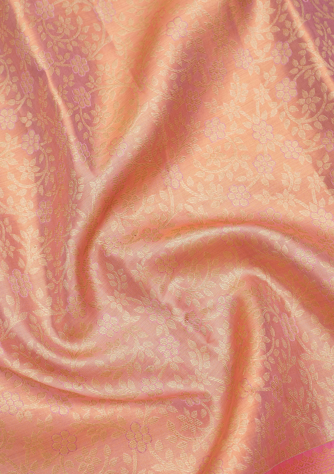 Peach Zariwork Pure Silk Saree