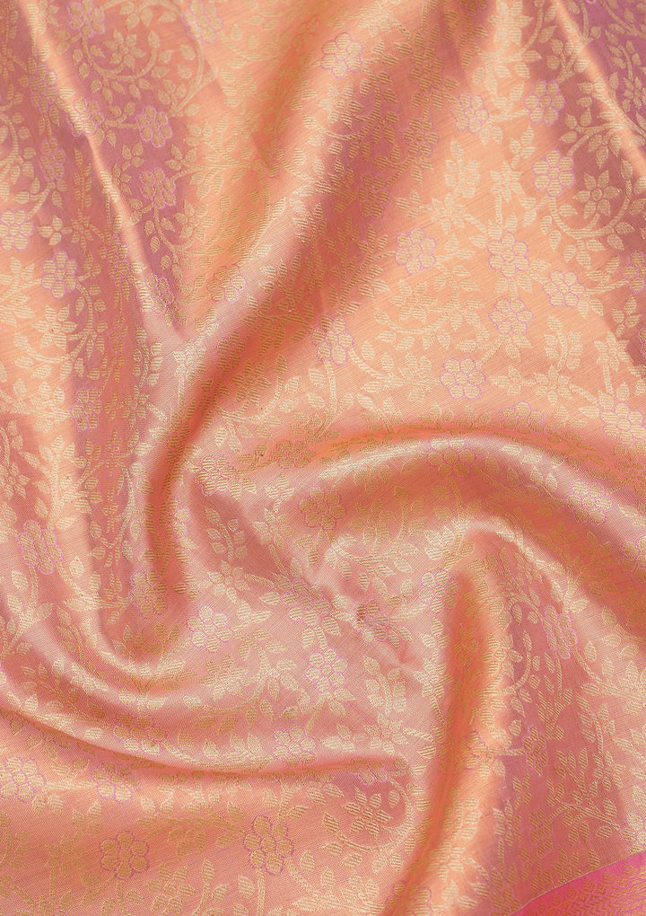 Peach Zariwork Pure Silk Saree
