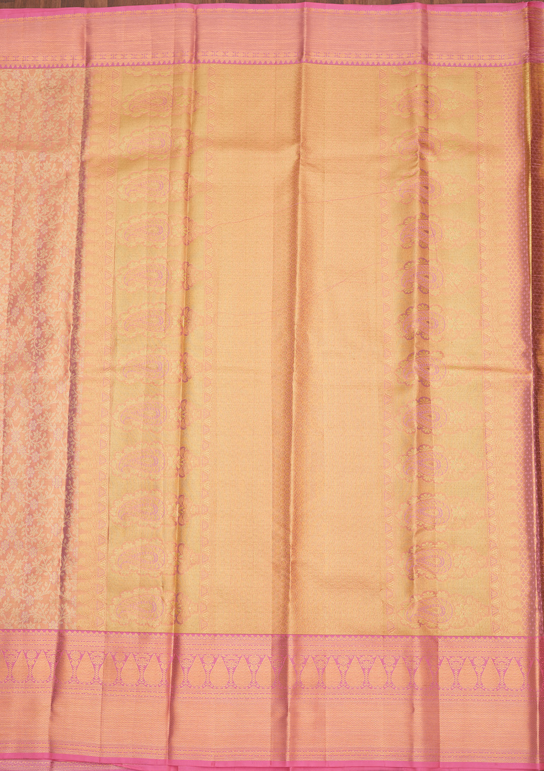 Peach Zariwork Pure Silk Saree