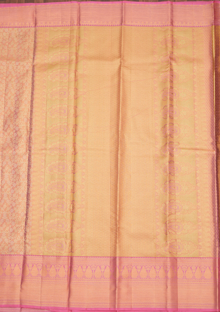 Peach Zariwork Pure Silk Saree