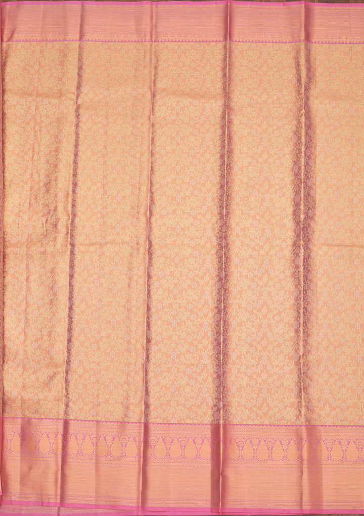 Peach Zariwork Pure Silk Saree