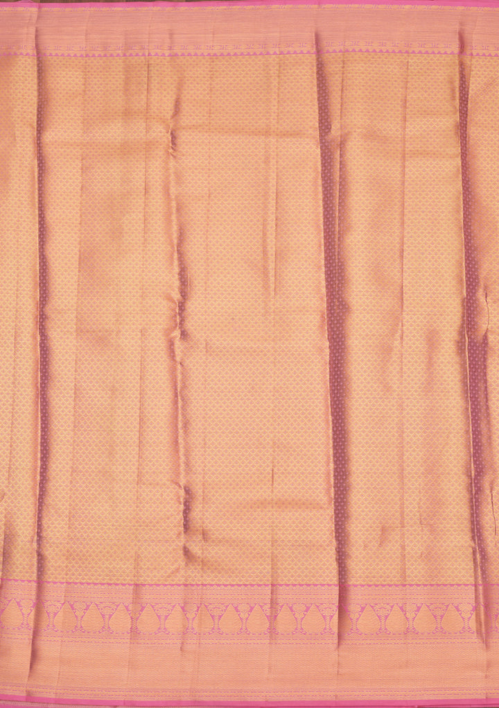 Peach Zariwork Pure Silk Saree
