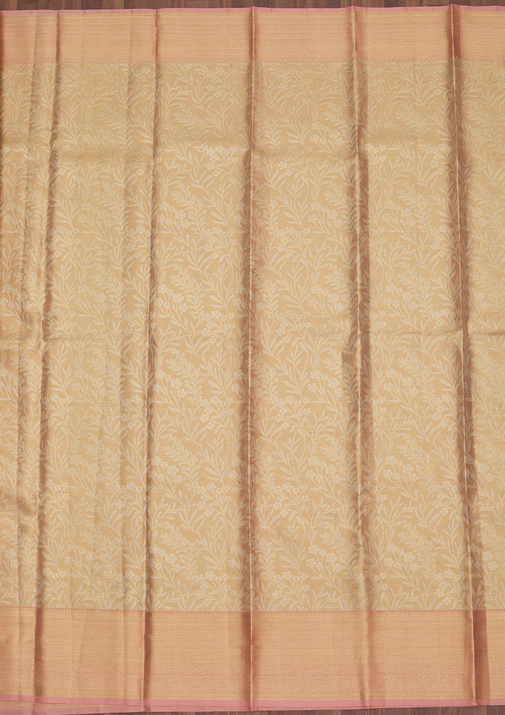 Peach Zariwork Pure Silk Saree