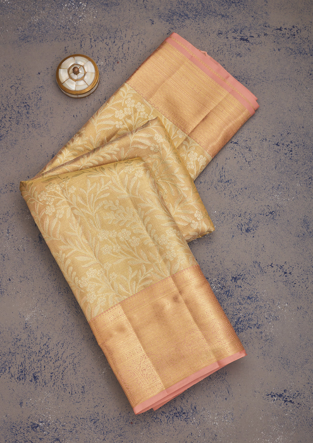 Peach Zariwork Pure Silk Saree