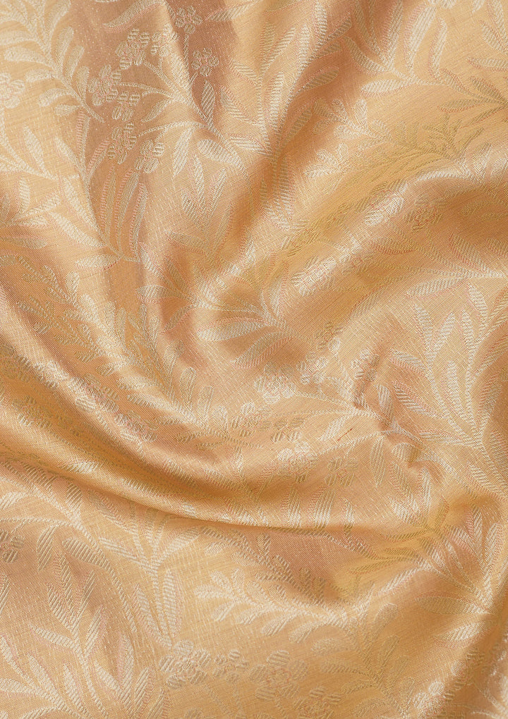 Peach Zariwork Pure Silk Saree