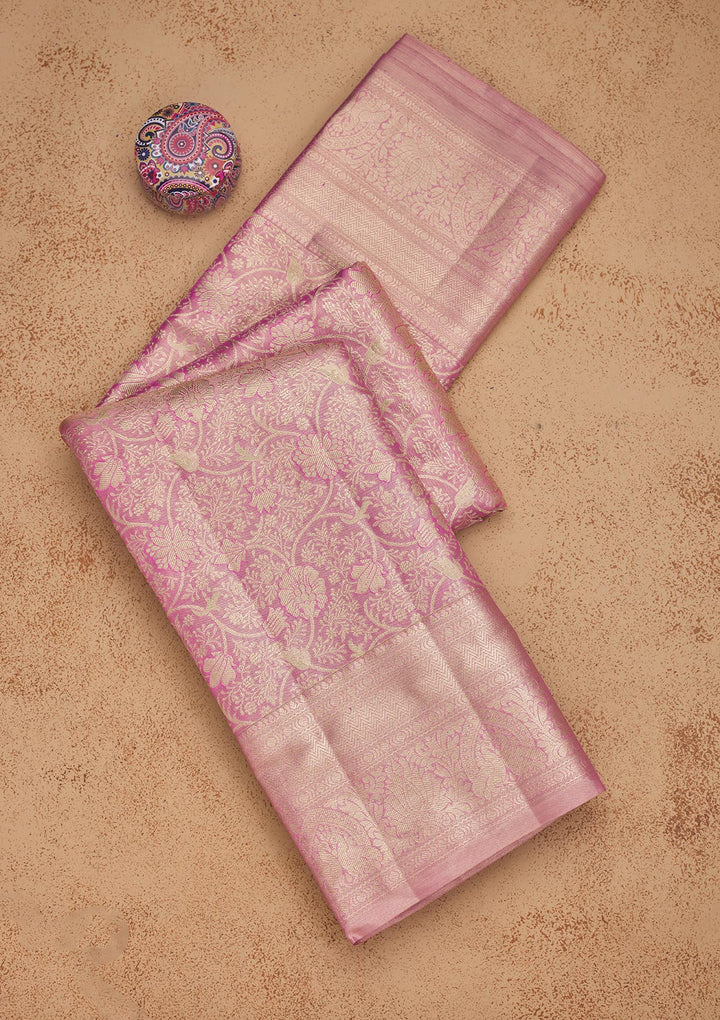 Peach Zariwork Pure Silk Saree