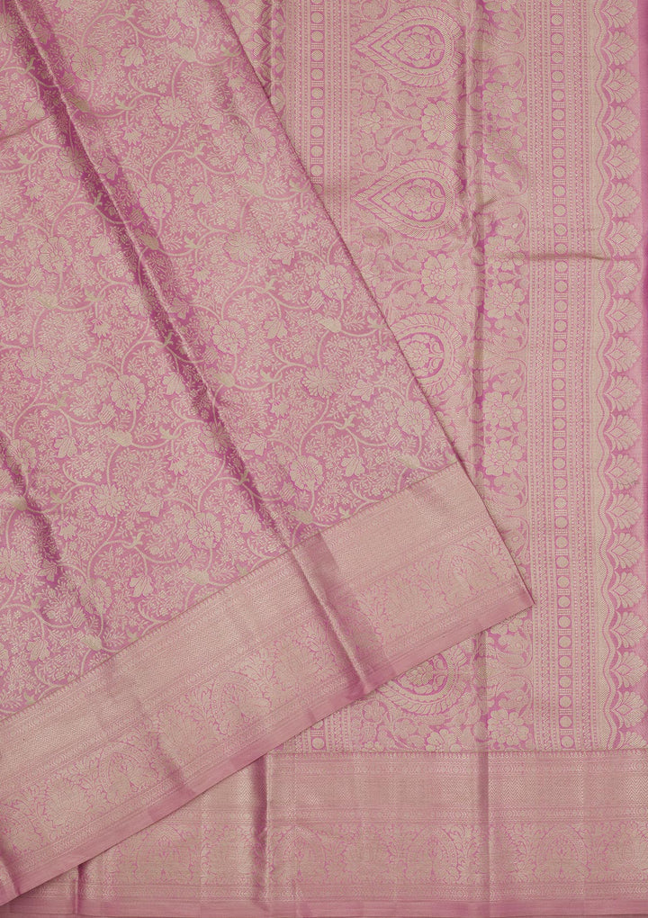 Peach Zariwork Pure Silk Saree