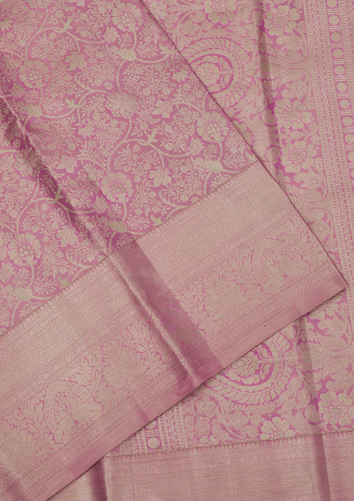 Peach Zariwork Pure Silk Saree