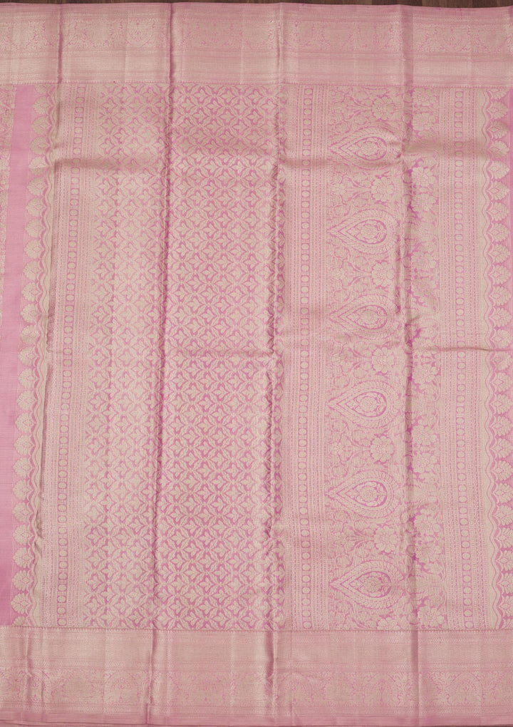 Peach Zariwork Pure Silk Saree